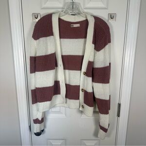 SO Women's Cream and Pink Striped Cardigan